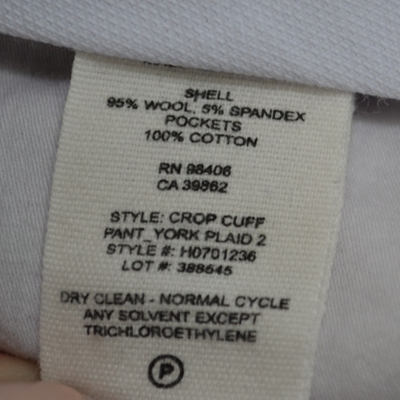 Theory Wool Blend Crop Cuff York Plaid Pants Size 4 - Picture 11 of 12